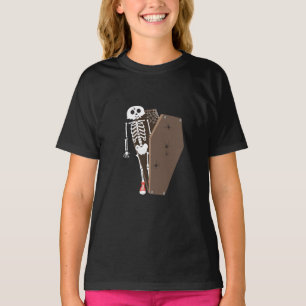 Skeleton and Coffin Halloween Design T-Shirt