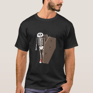 Skeleton and Coffin Halloween Design T-Shirt