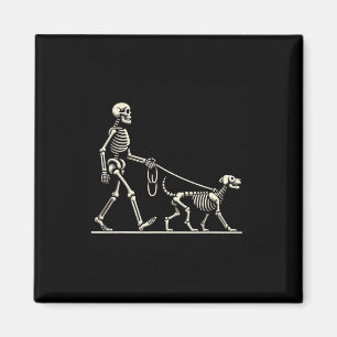 Skeleton And Dog Lazy Halloween Costume Funny Skul Magnet