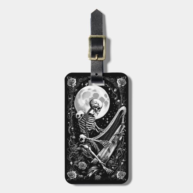 Skeleton and Harp III Luggage Tag (Front Vertical)