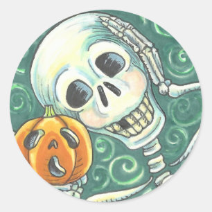 SKELETON AND JACK O LANTERN STICKERS, SHEET Round Classic Round Sticker