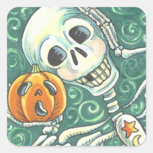 SKELETON AND JACK O LANTERN STICKERS, SHEET Square Sticker