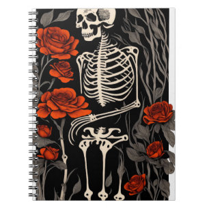 Skeleton and Red Roses Notebook