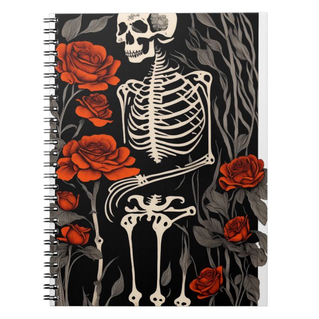 Skeleton and Red Roses Notebook (Front)