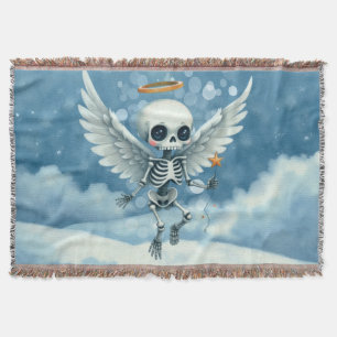 Skeleton Angel – The Sweet Side of the Afterlife. Throw Blanket