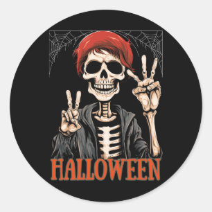 Skeleton Apocalypse Night In The Halloween Funny Classic Round Sticker