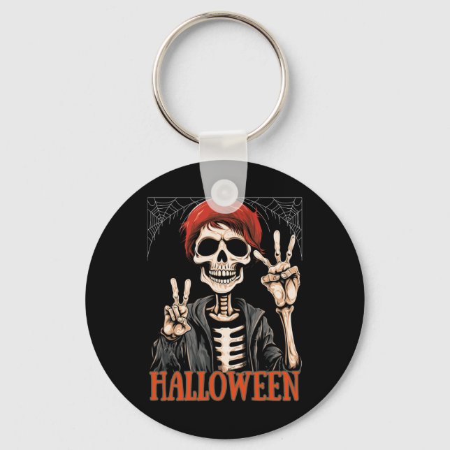 Skeleton Apocalypse Night In The Halloween Funny  Key Ring (Front)