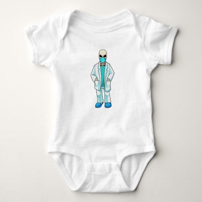 Skeleton as Doctor with Face mask Baby Bodysuit (Front)