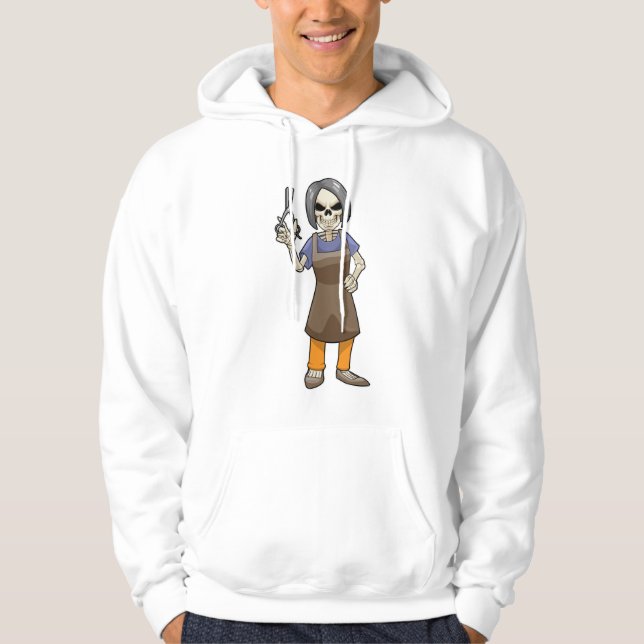 Skeleton as Hairdresser with Scissors Hoodie (Front)