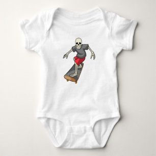 Skeleton as Skater with Skateboard Baby Bodysuit