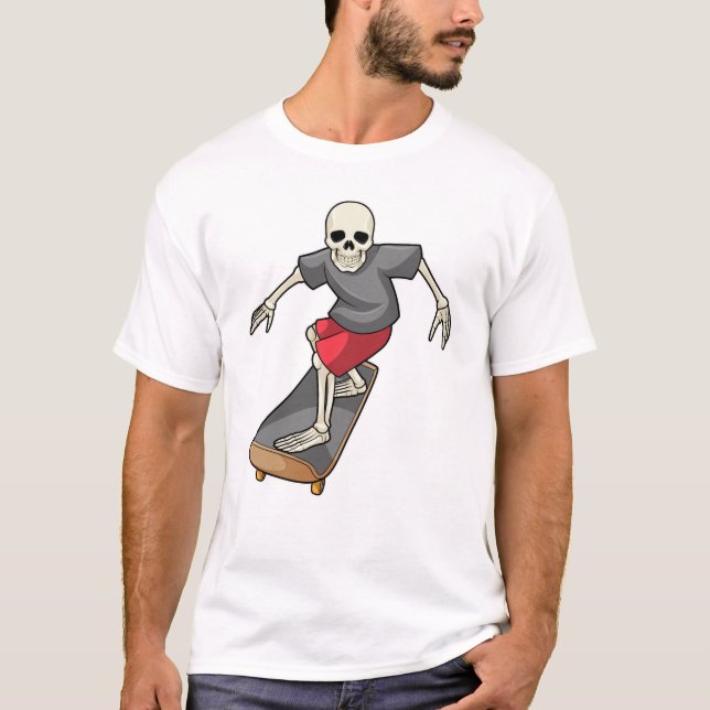 Skeleton as Skater with Skateboard T-Shirt (Front)
