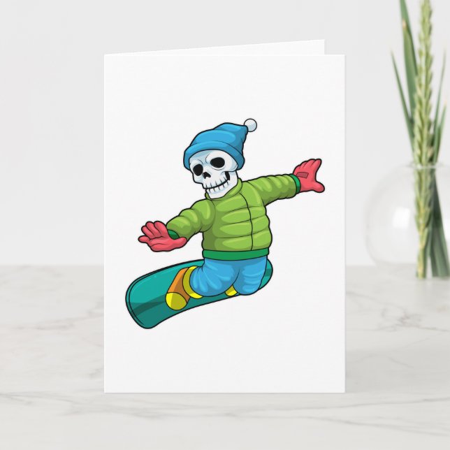 Skeleton as Snowboarder with Snowboard Card (Front)