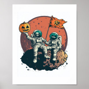 Skeleton Astronaut Crew Poster