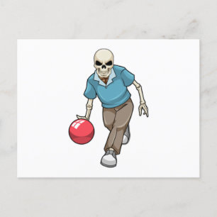 Skeleton at Bowling with Bowling ball Postcard