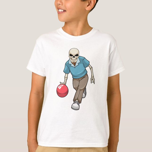 Skeleton at Bowling with Bowling ball T-Shirt (Front)