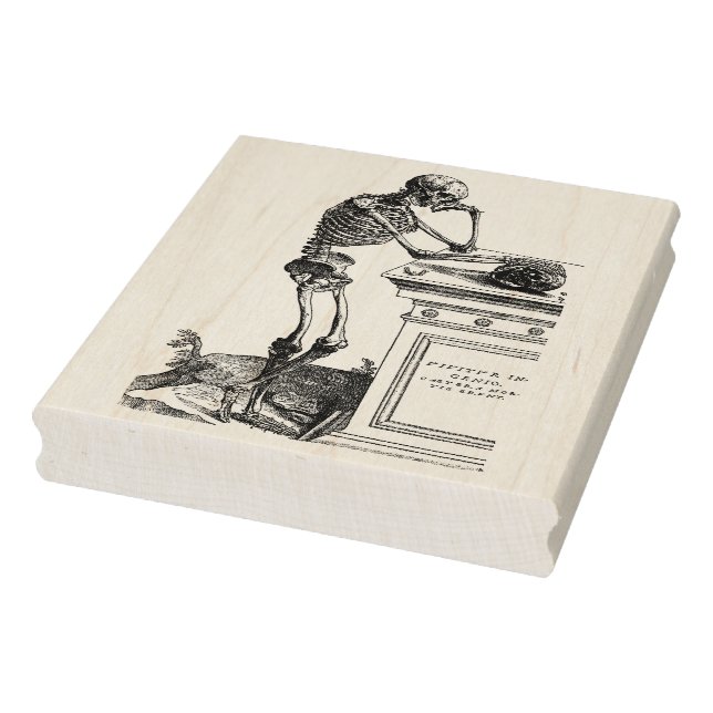 Skeleton at Cemetery with Skull Rubber Art Stamp (Stamp)