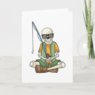 Skeleton at Fishing with Fishing rod Card