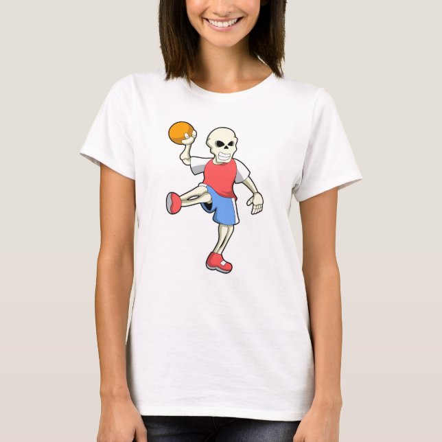 Skeleton at Handball player with Handball T-Shirt (Front)