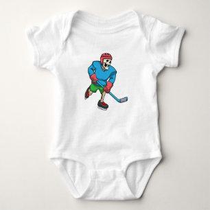 Skeleton at Ice hockey with Ice hockey stick Baby Bodysuit