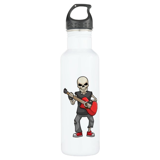 Skeleton at Music with Guitar 710 Ml Water Bottle (Front)
