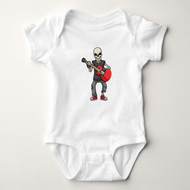 Skeleton at Music with Guitar Baby Bodysuit (Front)