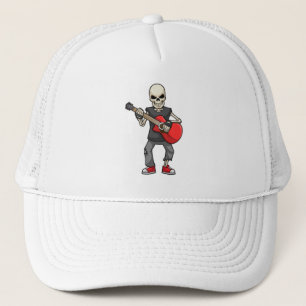 Skeleton at Music with Guitar Trucker Hat