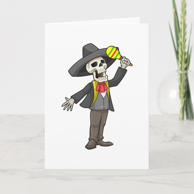 Skeleton at Music with Maracas Card (Front)
