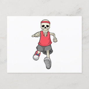 Skeleton at Running with Headband Postcard