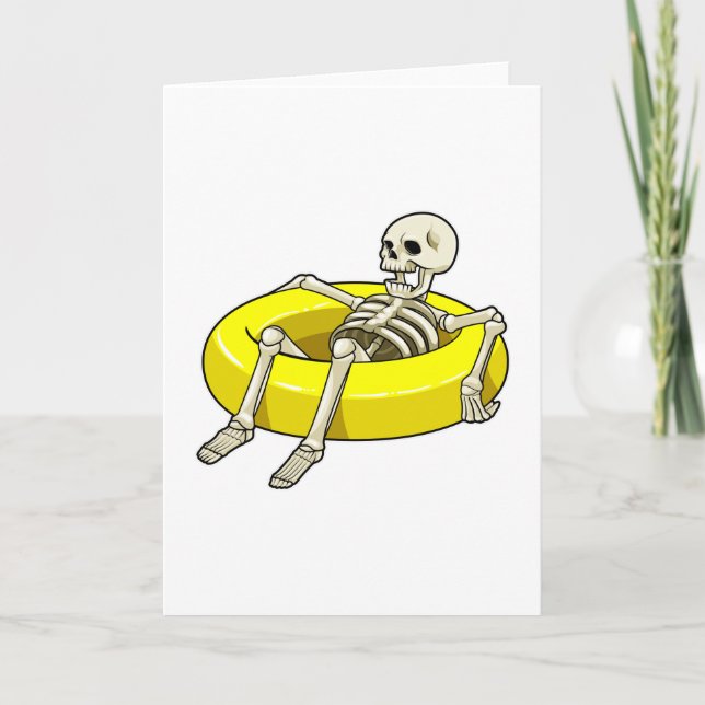 Skeleton at Swimming with Swim ring Card (Front)