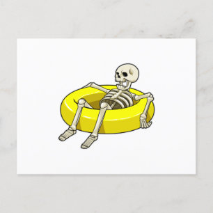 Skeleton at Swimming with Swim ring Postcard
