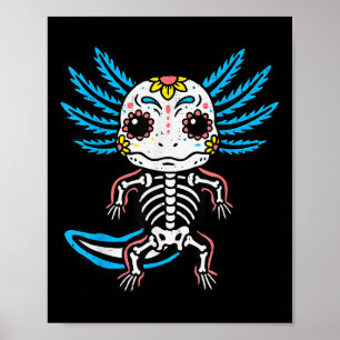 Skeleton Axolotl Halloween Costume Boys Teens Girl Poster