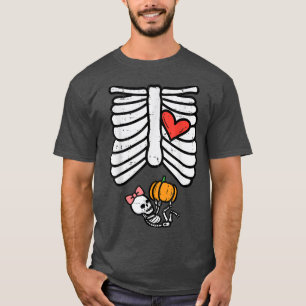 Skeleton Baby Girl Halloween Pregnancy Announcemen T-Shirt