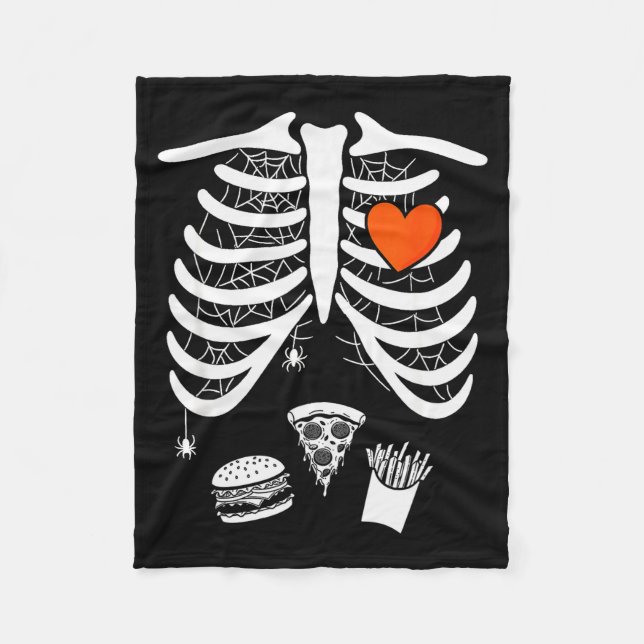 Skeleton Baby Pregnant Xray Rib Cage For Fall Hall Fleece Blanket (Front)