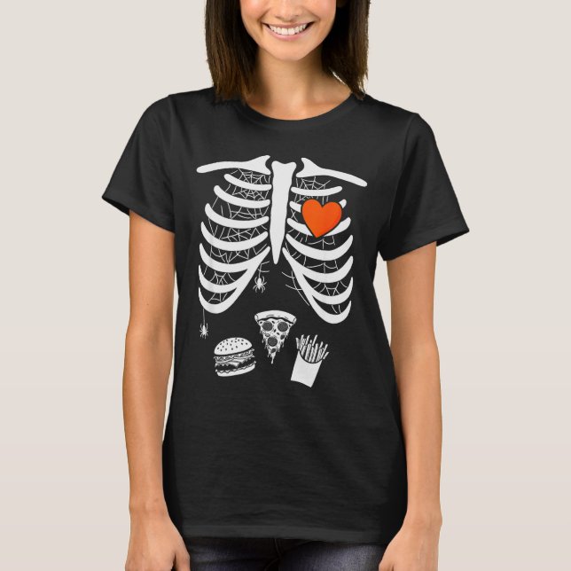 Skeleton Baby Pregnant Xray Rib Cage For Fall Hall T-Shirt (Front)