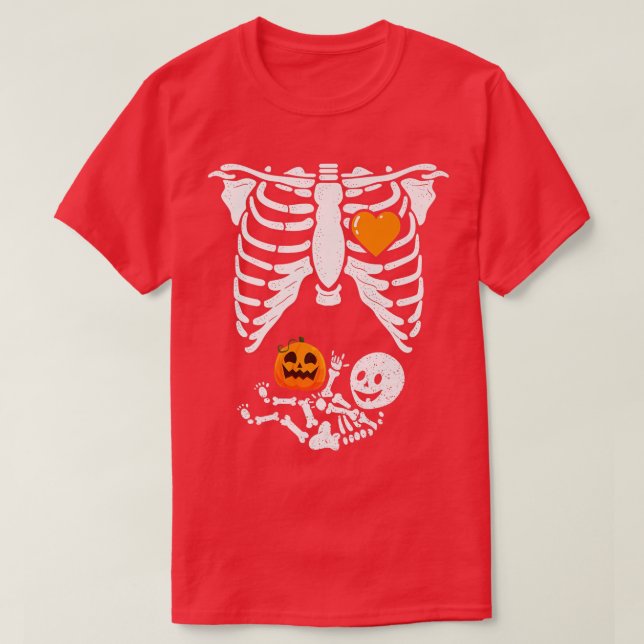 Skeleton Baby Pregnant Xray Rib Cage for Fall Hall T-Shirt (Design Front)