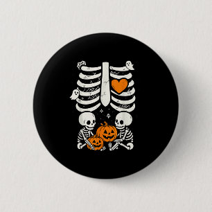 Skeleton Baby Twins Halloween Pregnancy Announceme 6 Cm Round Badge