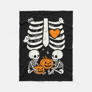 Skeleton Baby Twins Halloween Pregnancy Announceme Fleece Blanket