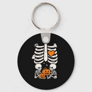 Skeleton Baby Twins Halloween Pregnancy Announceme Key Ring