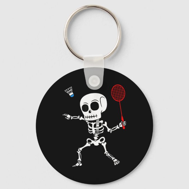 Skeleton Badminton Halloween Smash Shuttle Easy Co Key Ring (Front)