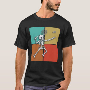Skeleton Badminton  Halloween Smash Shuttlecock T-Shirt