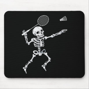 Skeleton Badminton Shirt Halloween Smash Shuttle Mouse Pad