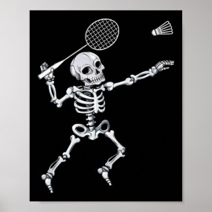 Skeleton Badminton Smash Shuttle Halloween  Poster