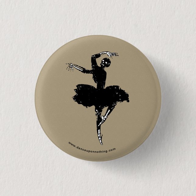 skeleton ballerina 3 cm round badge (Front)