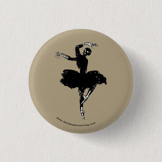 skeleton ballerina 3 cm round badge