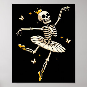 Skeleton Ballerina Ballet Dance Cute Halloween Cos Poster