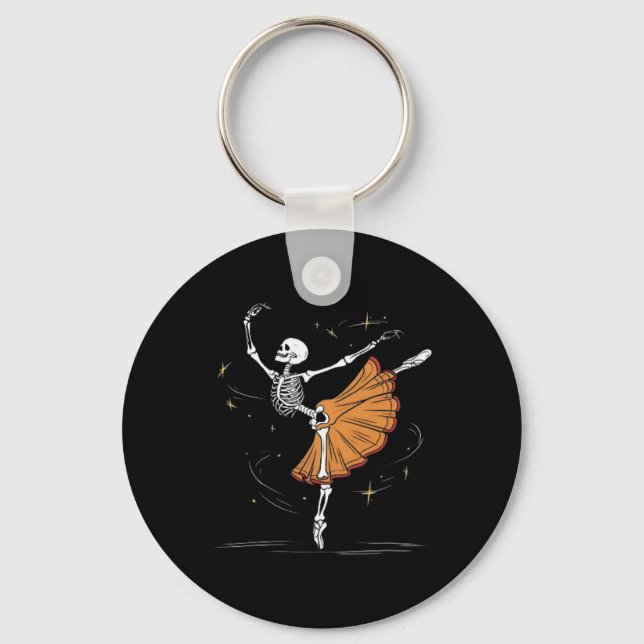 Skeleton Ballerina Ballet Dance Halloween  Key Ring (Front)