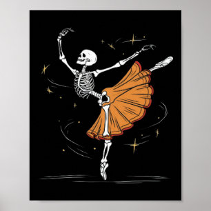 Skeleton Ballerina Ballet Dance Halloween  Poster