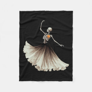 Skeleton Ballerina Ballet Dance Halloween Women Gi Fleece Blanket