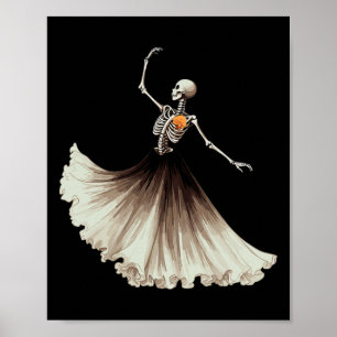 Skeleton Ballerina Ballet Dance Halloween Women Gi Poster