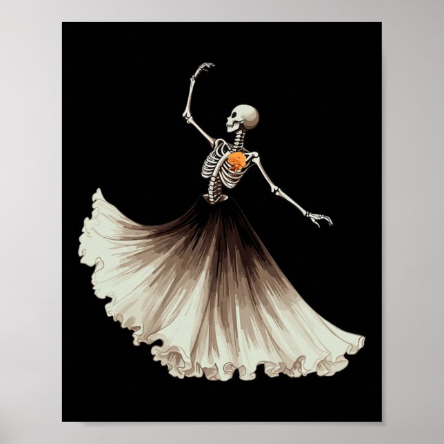 Skeleton Ballerina Ballet Dance Halloween Women Gi Poster (Front)